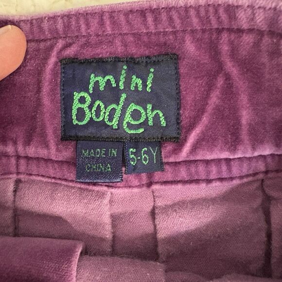 Mini Boden‎ Velvet Pleated Skirt Girls 5-6 Years Purple Cotton Schoolgirl - Picture 3 of 7